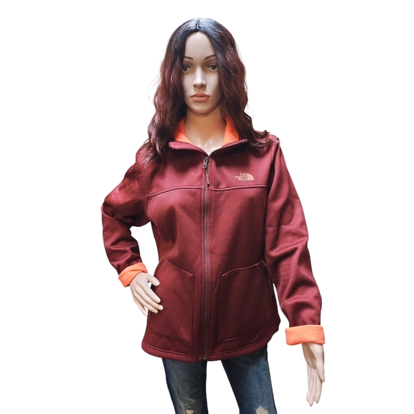 The North Face Red and Orange Ski Jacket with High Collar - Picture 1 of 3